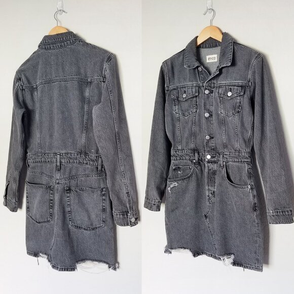 etica x Free People Stormy Skies Black/Washed Gray Lotta Denim Mini Dress S $228 - Picture 5 of 16